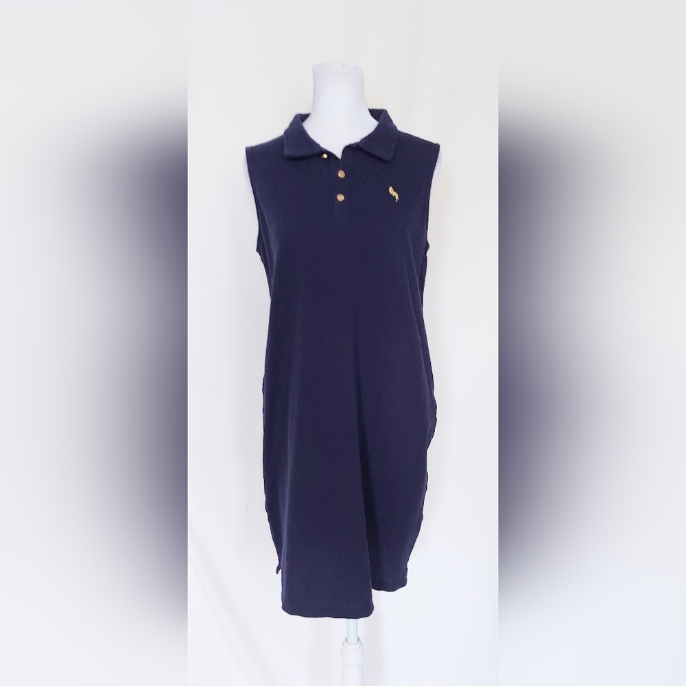 Pappagallo Sleeveless Polo Shirt Dress Blue Size Small